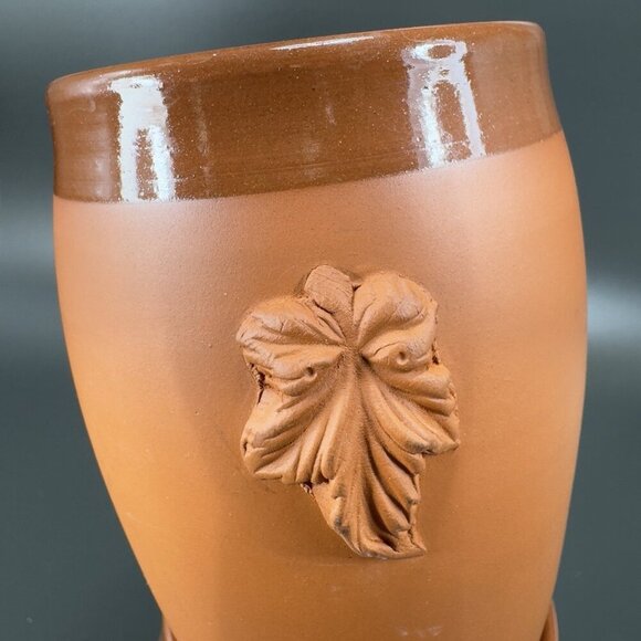 B Taylor Hand Made RedWare Tumbler Glasses Cups Signed With Grapes Leafs Set 2 - Picture 5 of 15
